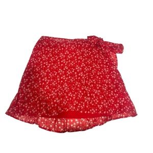 Red Floral Mini Skirt